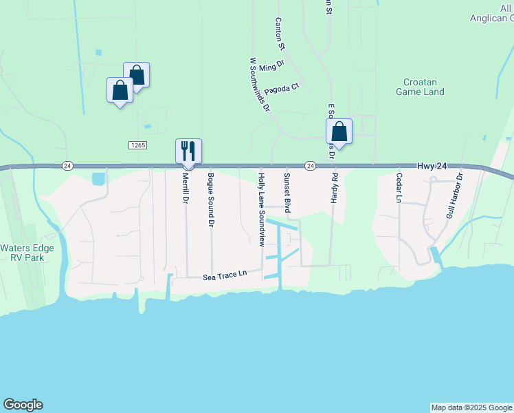 map of restaurants, bars, coffee shops, grocery stores, and more near 310 Holly Lane in Newport