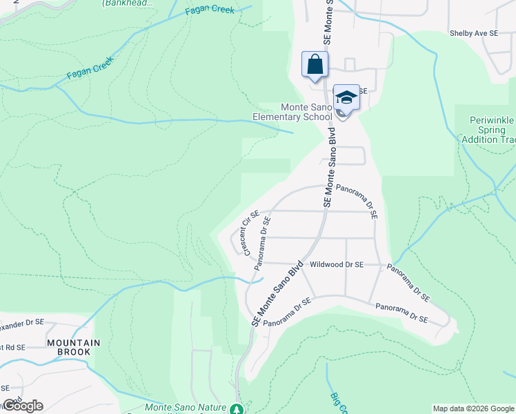 map of restaurants, bars, coffee shops, grocery stores, and more near 3012 Crescent Circle Southeast in Huntsville