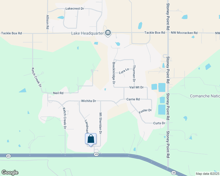 map of restaurants, bars, coffee shops, grocery stores, and more near 2 Breckinridge Dr in Lawton