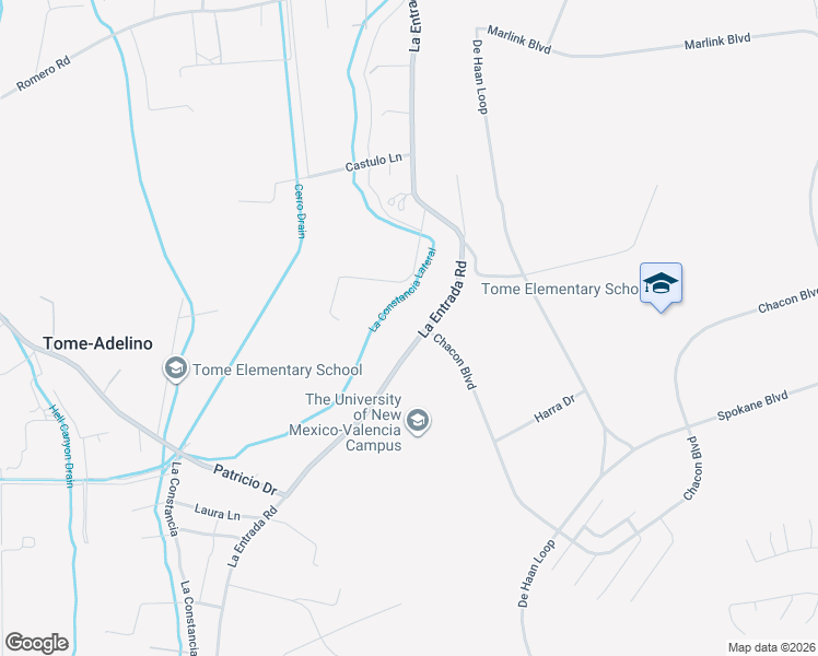 map of restaurants, bars, coffee shops, grocery stores, and more near 307 La Entrada Road in Los Lunas