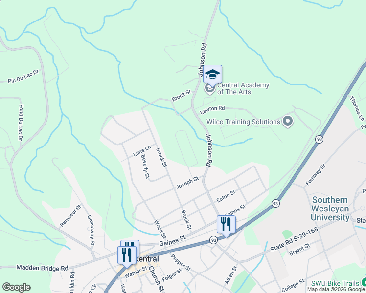 map of restaurants, bars, coffee shops, grocery stores, and more near 453 Johnson Road in Central