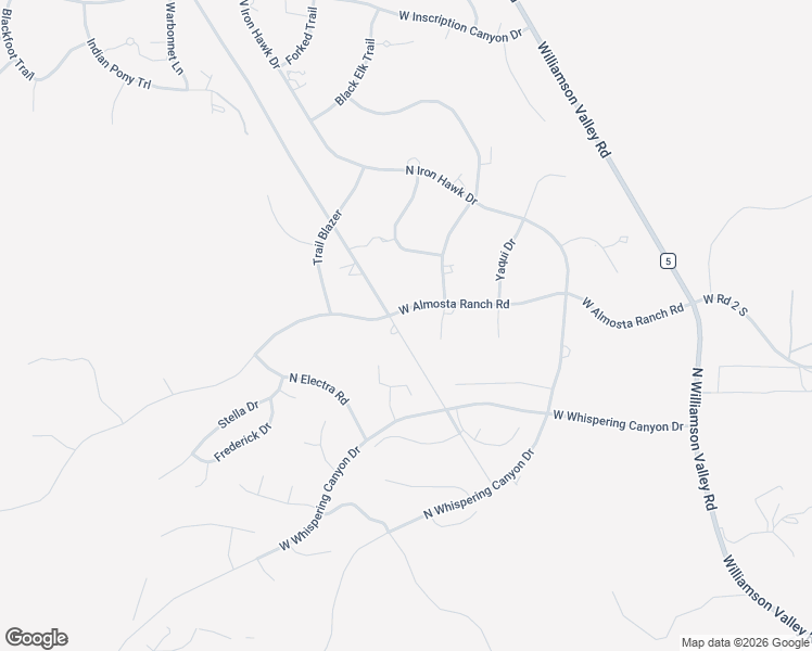 map of restaurants, bars, coffee shops, grocery stores, and more near 5625 West Almosta Ranch Road in Prescott
