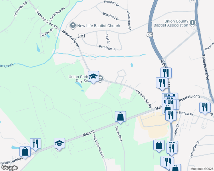 map of restaurants, bars, coffee shops, grocery stores, and more near 110 Newland Drive in Union