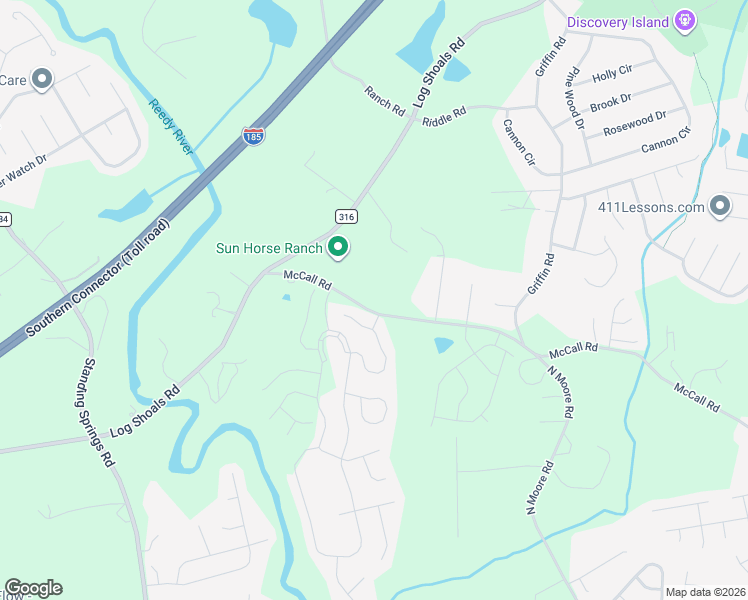 map of restaurants, bars, coffee shops, grocery stores, and more near 601-699 McCall Road in Greenville
