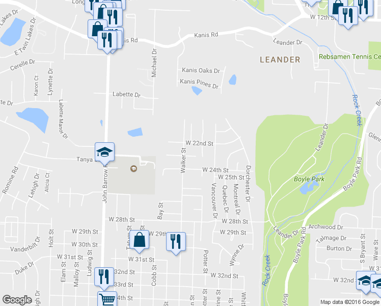 map of restaurants, bars, coffee shops, grocery stores, and more near 8212 West 23rd Street in Little Rock