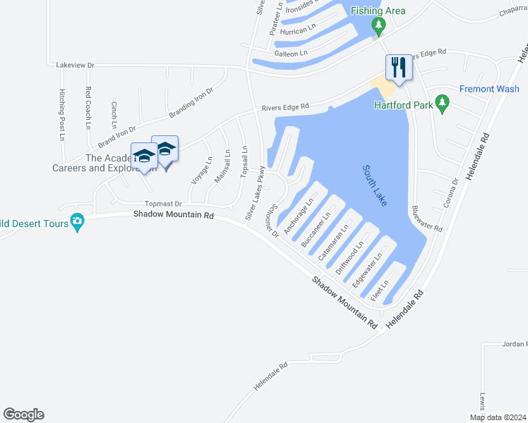map of restaurants, bars, coffee shops, grocery stores, and more near 14355 Schooner Drive in Helendale