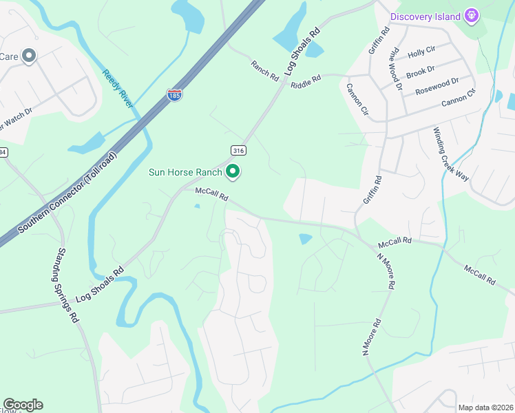 map of restaurants, bars, coffee shops, grocery stores, and more near 601-699 McCall Road in Greenville