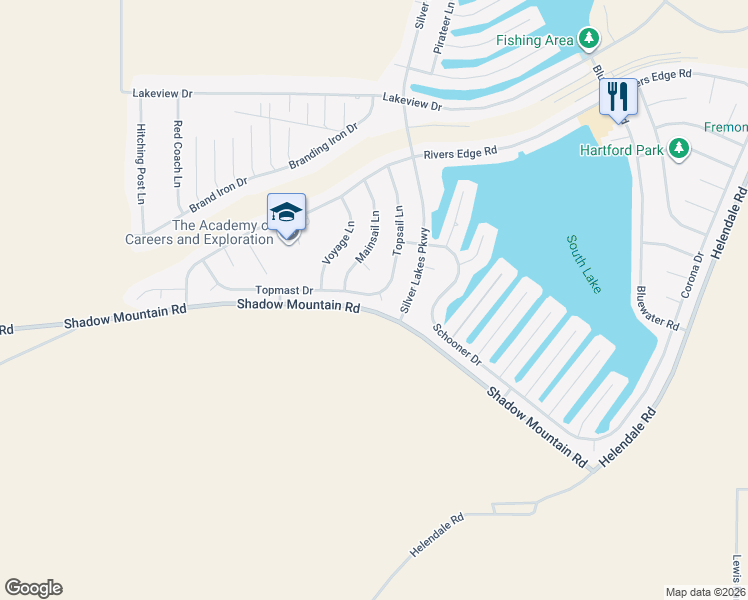 map of restaurants, bars, coffee shops, grocery stores, and more near 26460 Gem Court in Helendale