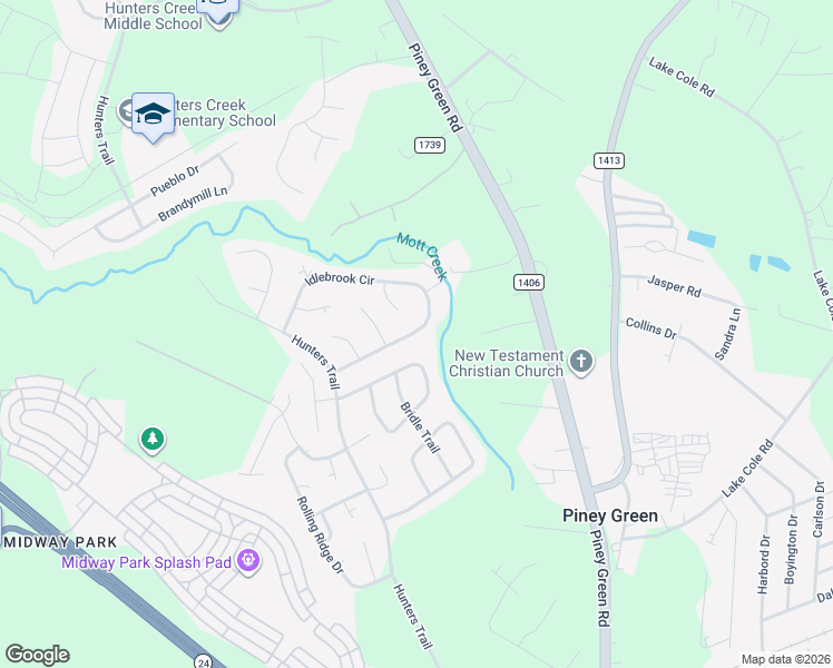 map of restaurants, bars, coffee shops, grocery stores, and more near 2646 Idlebrook Circle in Piney Green