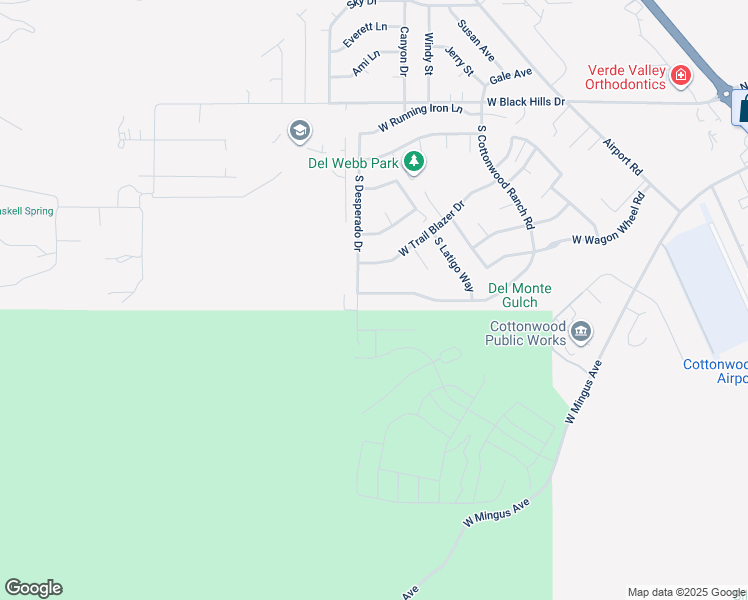 map of restaurants, bars, coffee shops, grocery stores, and more near 2285 West Desert Willow Drive in Cottonwood