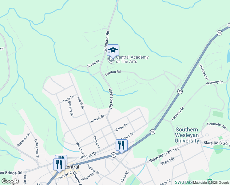 map of restaurants, bars, coffee shops, grocery stores, and more near 446 Johnson Rd in Central