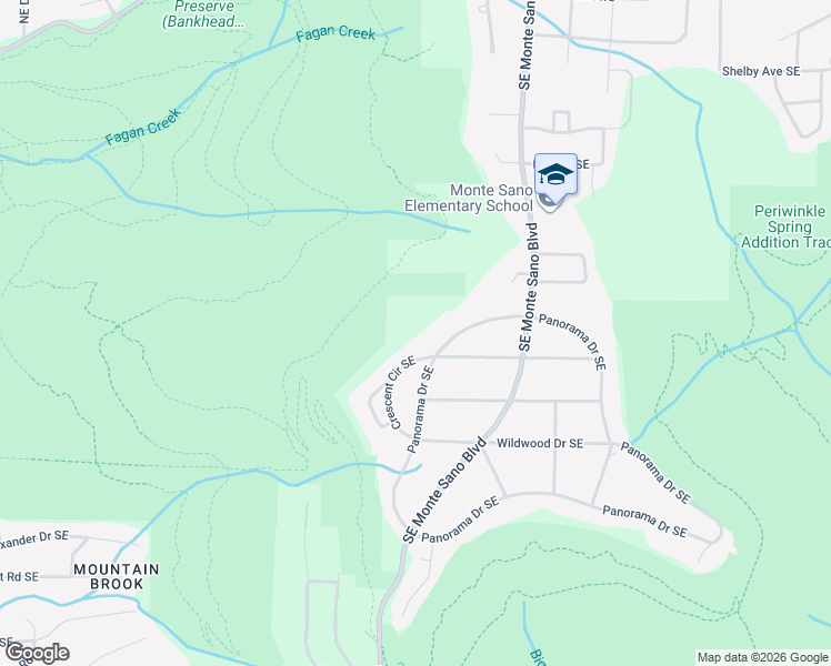 map of restaurants, bars, coffee shops, grocery stores, and more near 3012 Crescent Circle Southeast in Huntsville