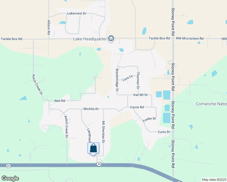 map of restaurants, bars, coffee shops, grocery stores, and more near 2 Breckinridge Dr in Lawton