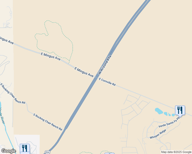 map of restaurants, bars, coffee shops, grocery stores, and more near West Arizona 89a in Cornville