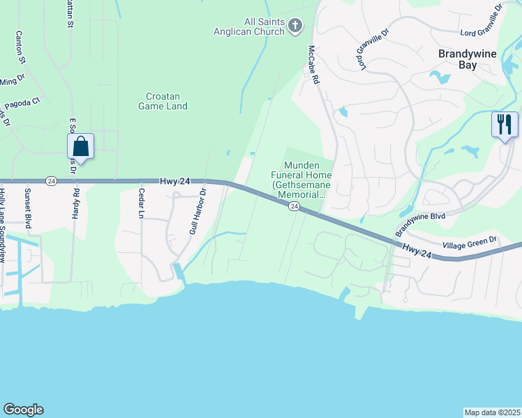 map of restaurants, bars, coffee shops, grocery stores, and more near 715 Hwy 24 in Newport