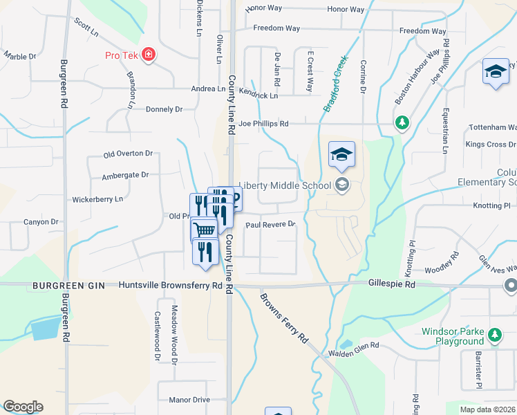 map of restaurants, bars, coffee shops, grocery stores, and more near 137 Paul Revere Drive in Madison