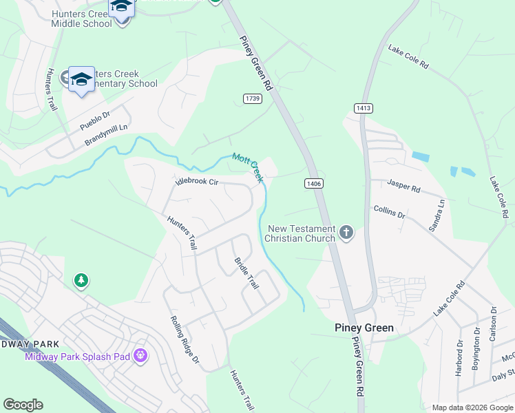map of restaurants, bars, coffee shops, grocery stores, and more near 2646-2678 Idlebrook Circle in Piney Green