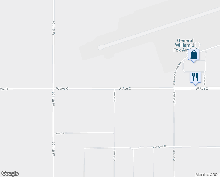 map of restaurants, bars, coffee shops, grocery stores, and more near West Avenue G in Lancaster