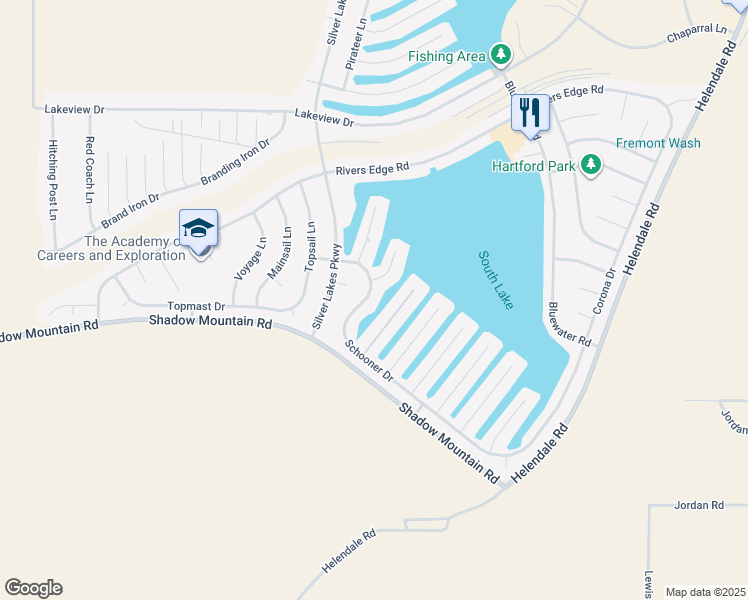 map of restaurants, bars, coffee shops, grocery stores, and more near 14328 Schooner Drive in Helendale