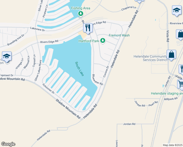 map of restaurants, bars, coffee shops, grocery stores, and more near 26502 Bluewater Road in Helendale