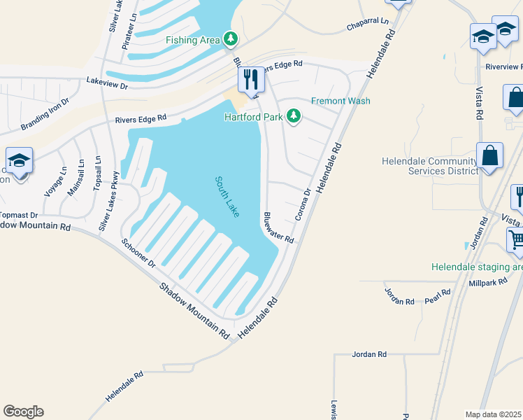 map of restaurants, bars, coffee shops, grocery stores, and more near 26502 Bluewater Road in Helendale