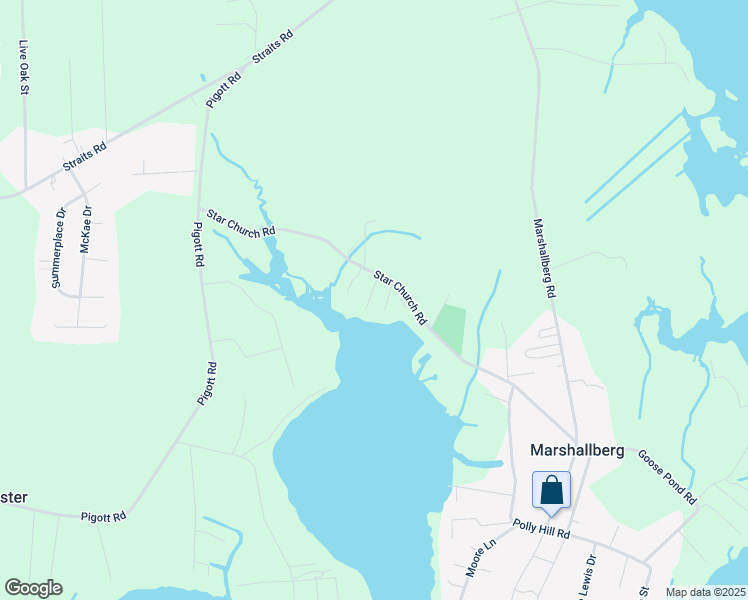 map of restaurants, bars, coffee shops, grocery stores, and more near 351 Star Church Road in Marshallberg