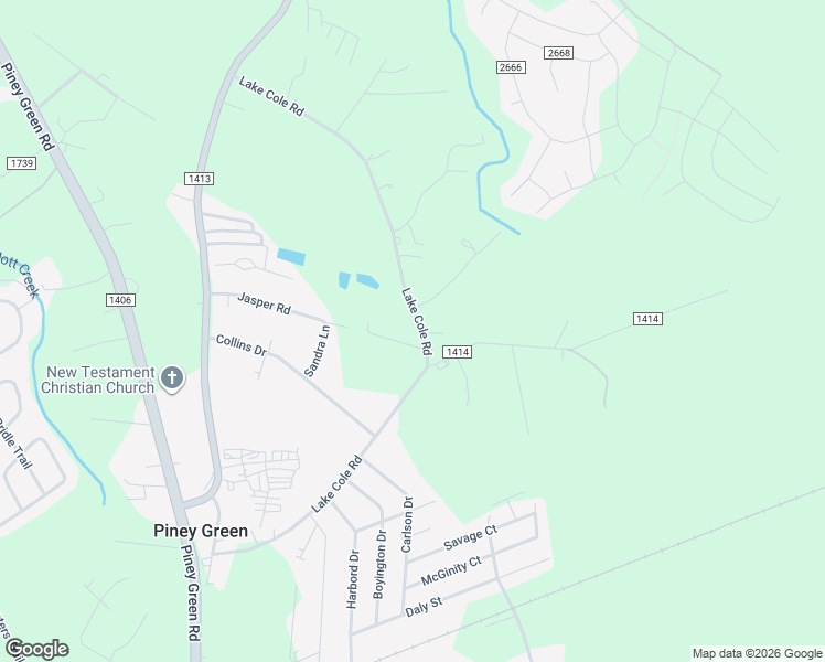 map of restaurants, bars, coffee shops, grocery stores, and more near 1244 Lake Cole Road in Piney Green