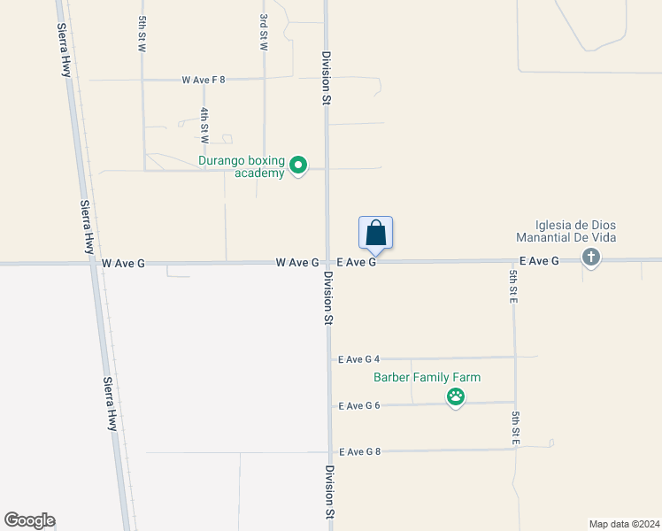 map of restaurants, bars, coffee shops, grocery stores, and more near East Avenue G 10 in Lancaster