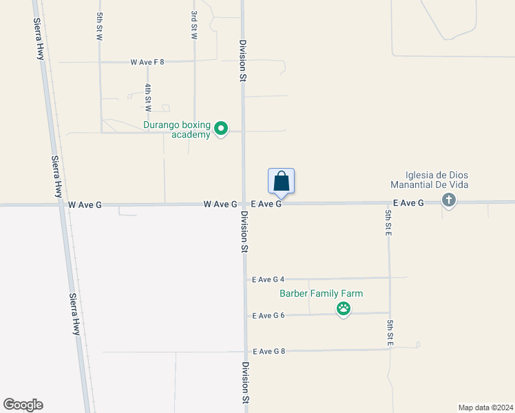 map of restaurants, bars, coffee shops, grocery stores, and more near West Avenue G 14 in Lancaster