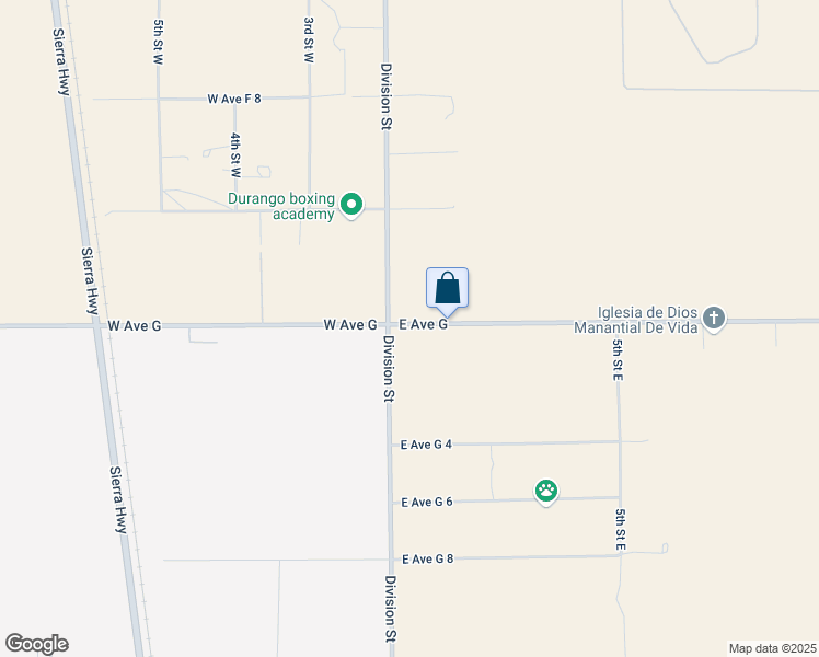 map of restaurants, bars, coffee shops, grocery stores, and more near 111 East Avenue G in Lancaster