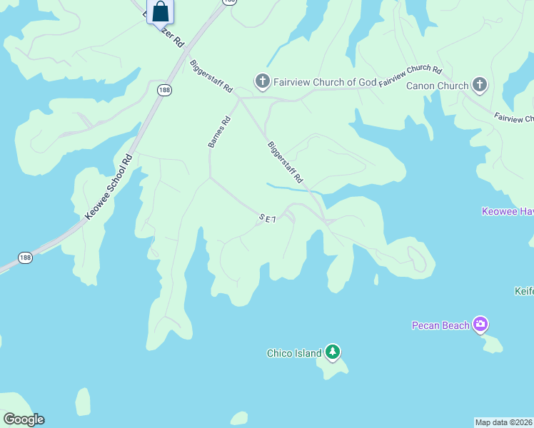 map of restaurants, bars, coffee shops, grocery stores, and more near 103 Southwind Bay Drive in Seneca