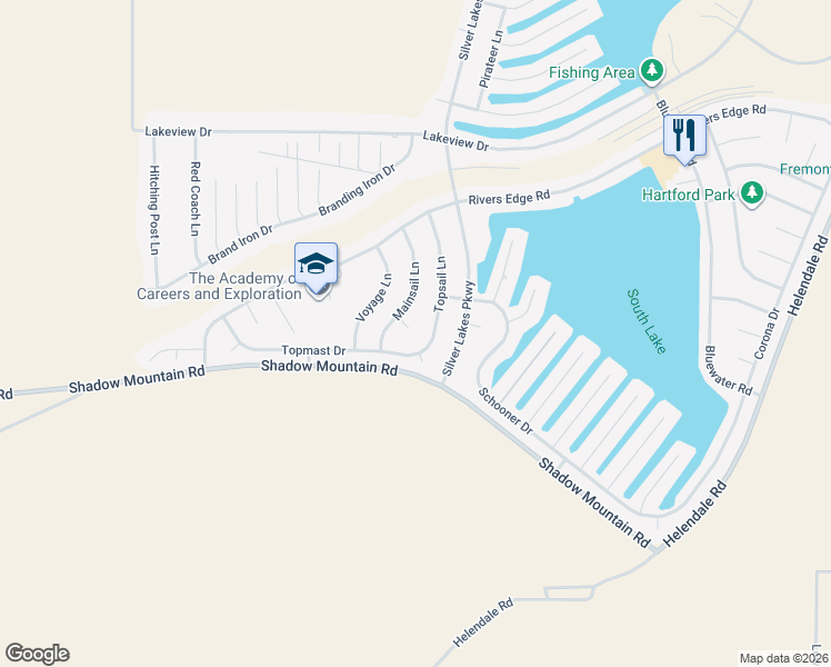 map of restaurants, bars, coffee shops, grocery stores, and more near 14185 Polly Court in Helendale