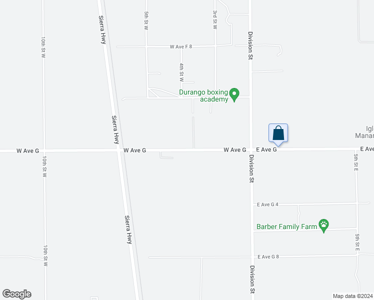 map of restaurants, bars, coffee shops, grocery stores, and more near 0 East Avenue G in Lancaster