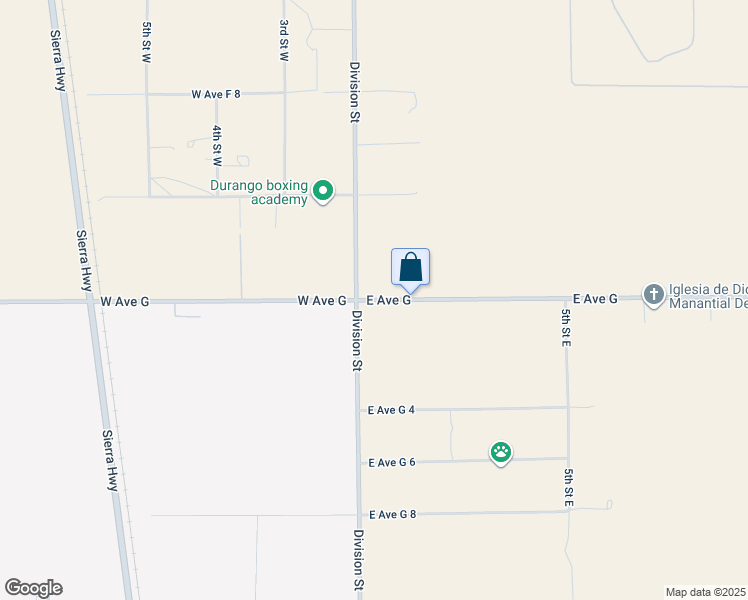 map of restaurants, bars, coffee shops, grocery stores, and more near 40 East Avenue G in Lancaster