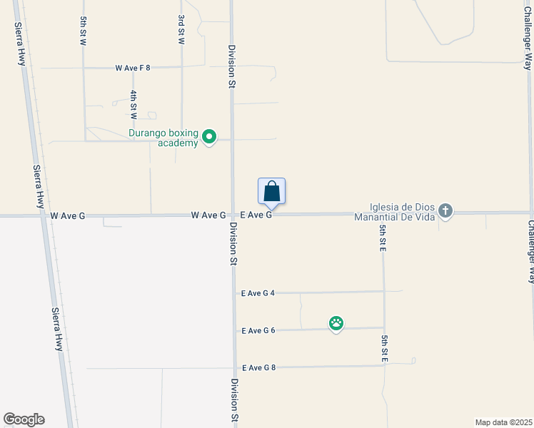 map of restaurants, bars, coffee shops, grocery stores, and more near 111 East Ave G in Lancaster