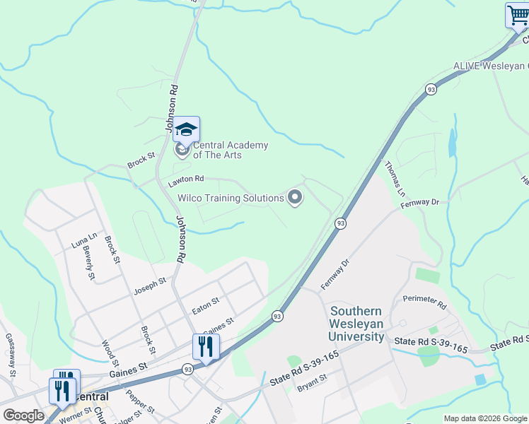 map of restaurants, bars, coffee shops, grocery stores, and more near 215 Lawton Road in Central