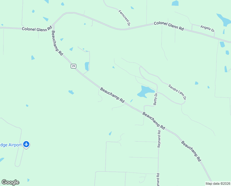 map of restaurants, bars, coffee shops, grocery stores, and more near 3101 Beauchamp Road in Little Rock