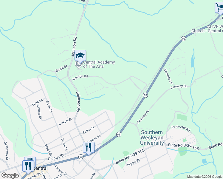 map of restaurants, bars, coffee shops, grocery stores, and more near 245 Lawton Road in Central