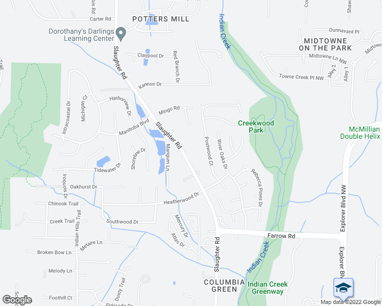 map of restaurants, bars, coffee shops, grocery stores, and more near 1257 Slaughter Road in Madison