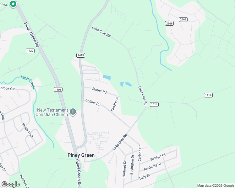 map of restaurants, bars, coffee shops, grocery stores, and more near 25 Lake Cole Road in Piney Green