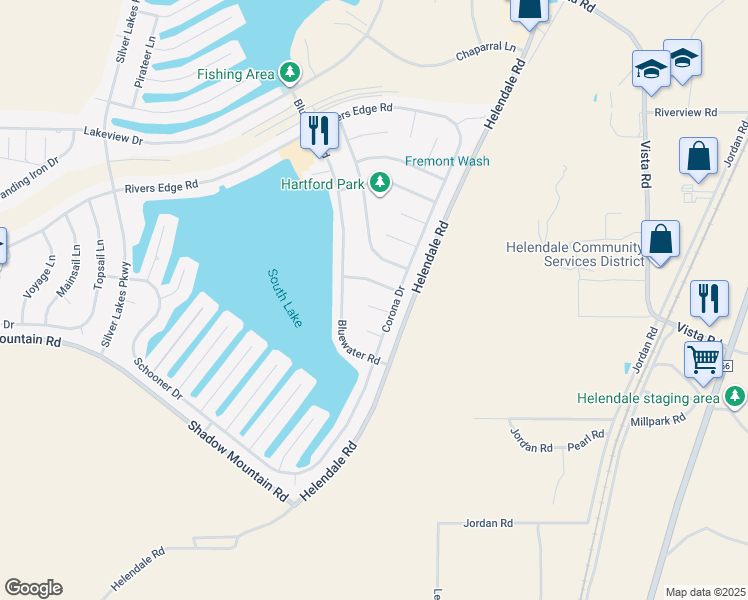 map of restaurants, bars, coffee shops, grocery stores, and more near 14752 Grafton Lane in Helendale