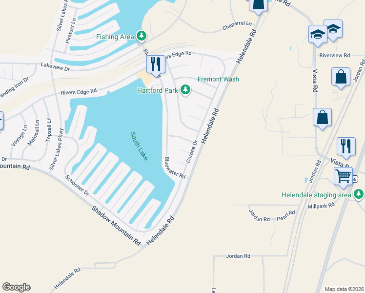 map of restaurants, bars, coffee shops, grocery stores, and more near 14752 Grafton Lane in Helendale