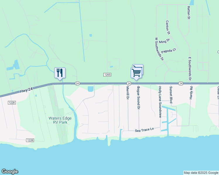 map of restaurants, bars, coffee shops, grocery stores, and more near 102 Waterford Place in Newport