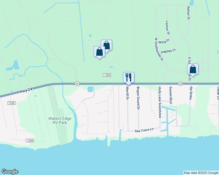 map of restaurants, bars, coffee shops, grocery stores, and more near 102 Waterford Place in Newport