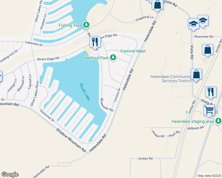 map of restaurants, bars, coffee shops, grocery stores, and more near 14763 Shenandoah Lane in Helendale