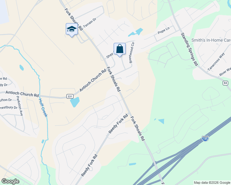 map of restaurants, bars, coffee shops, grocery stores, and more near 1806 Fork Shoals Road in Greenville