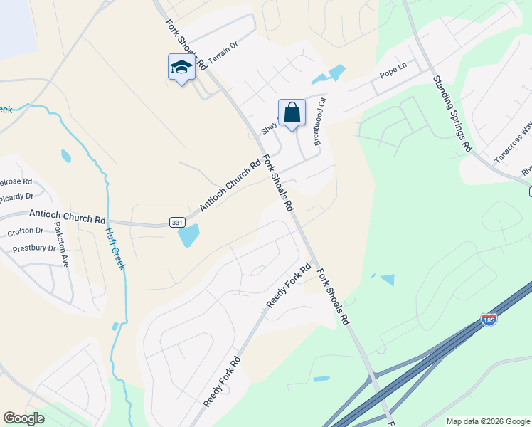 map of restaurants, bars, coffee shops, grocery stores, and more near 1806 Fork Shoals Road in Greenville