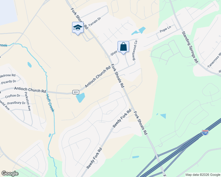 map of restaurants, bars, coffee shops, grocery stores, and more near 1806 Fork Shoals Road in Greenville