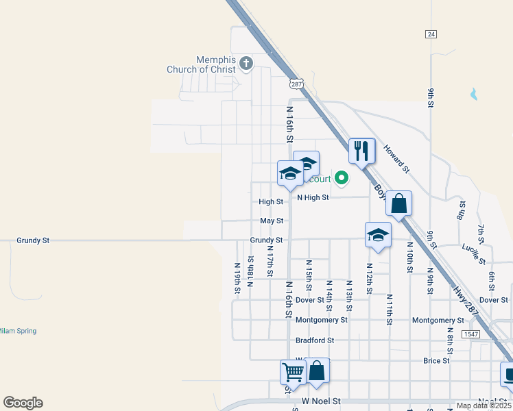 map of restaurants, bars, coffee shops, grocery stores, and more near 901-999 N 17th St in Memphis