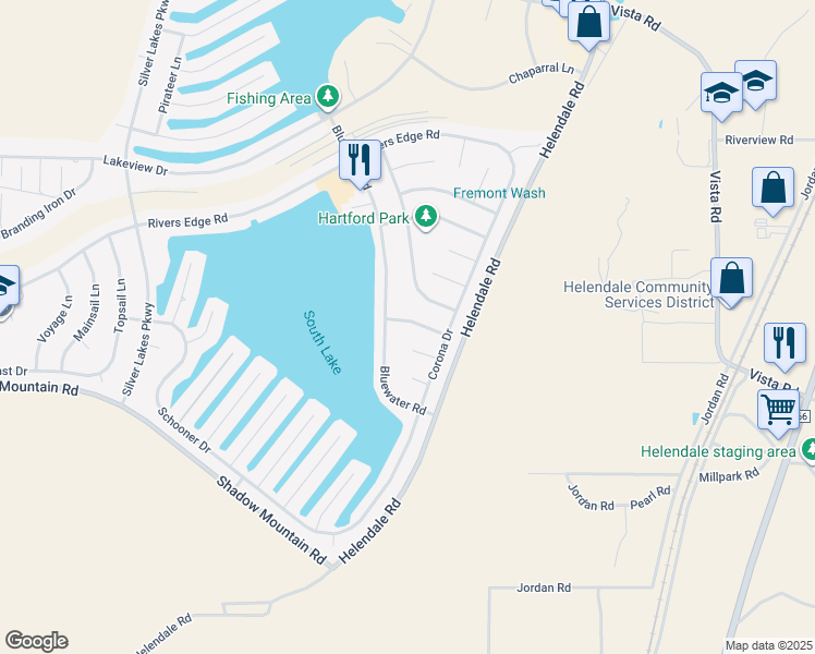 map of restaurants, bars, coffee shops, grocery stores, and more near 14743 Shenandoah Lane in Helendale